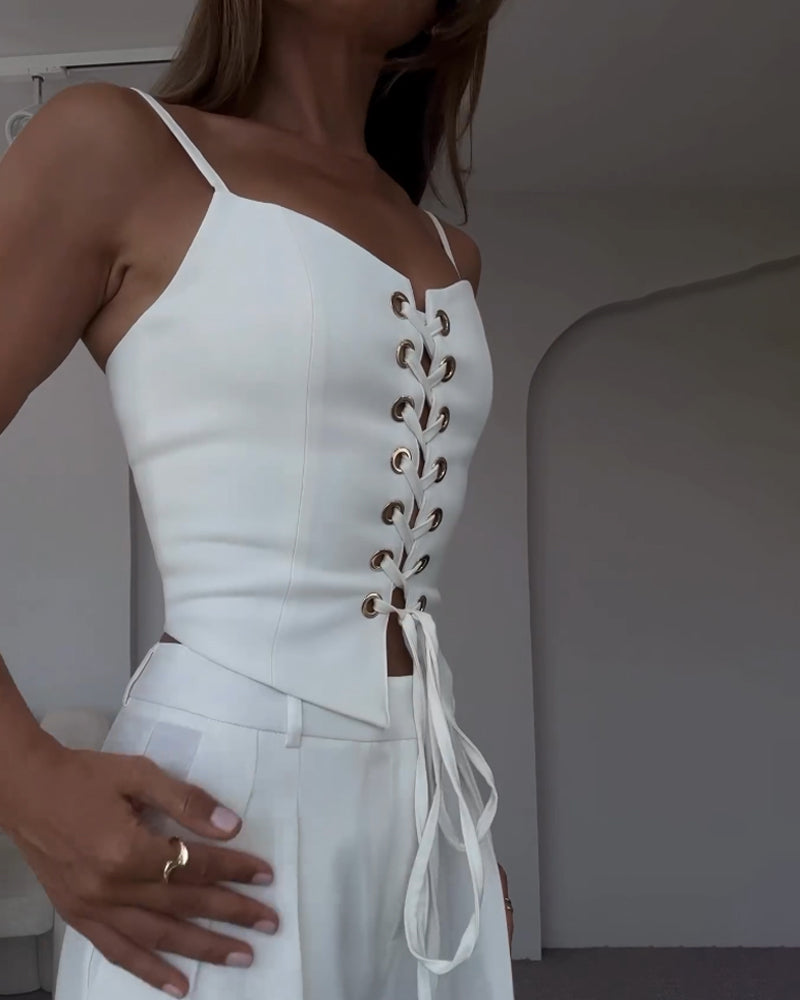 De Zivva Lace-Up Two-Piece Set