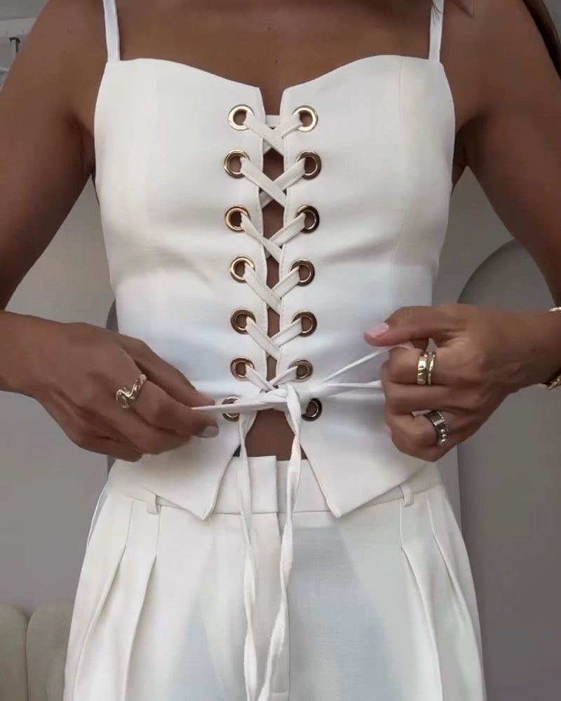 De Zivva Lace-Up Two-Piece Set