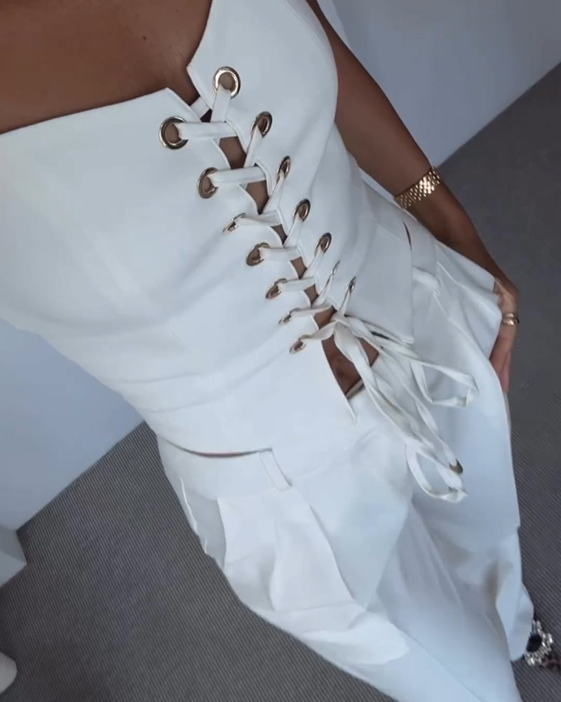 De Zivva Lace-Up Two-Piece Set