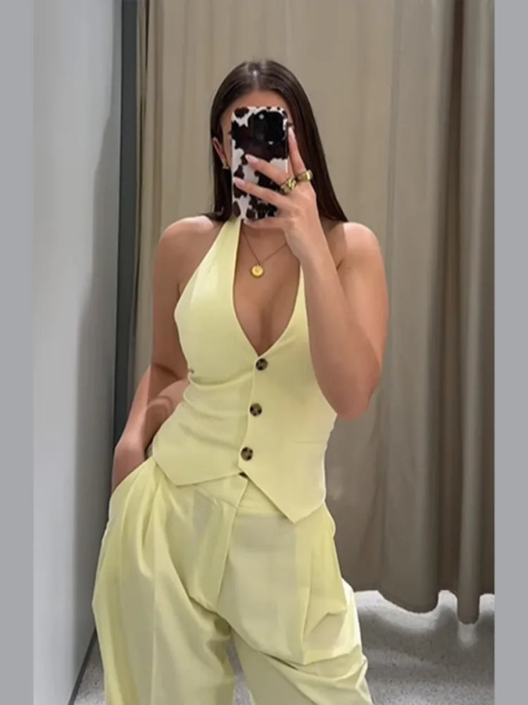 De Zivva Gele Halter Co-ord Set