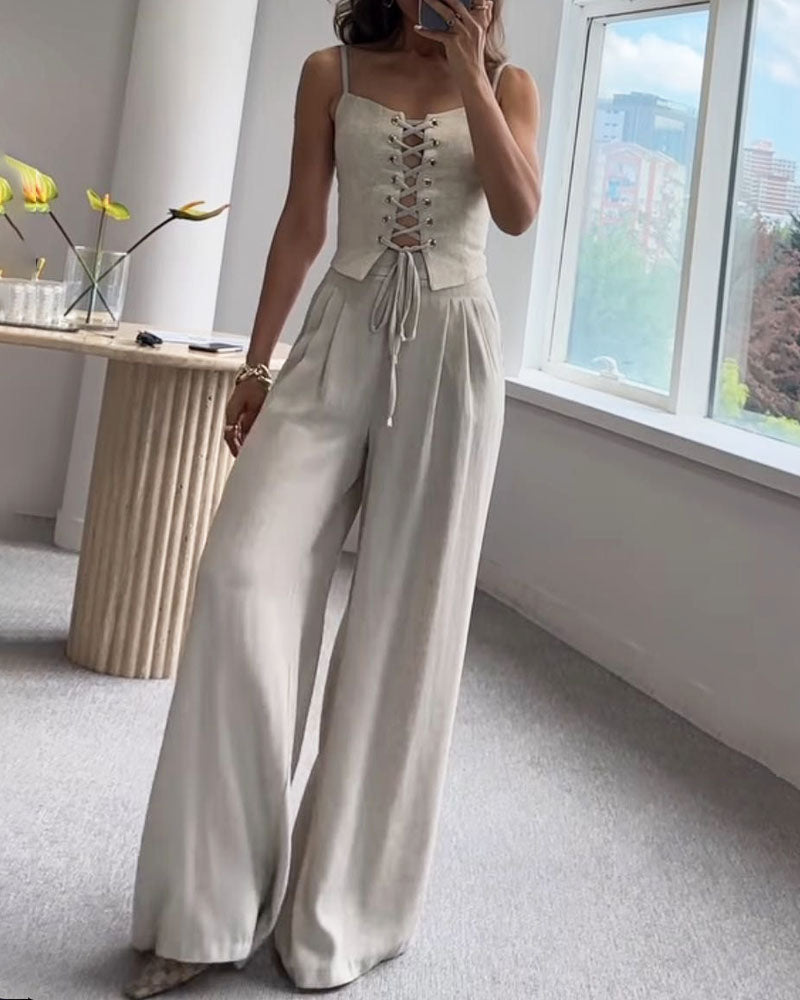 De Zivva Lace-Up Two-Piece Set
