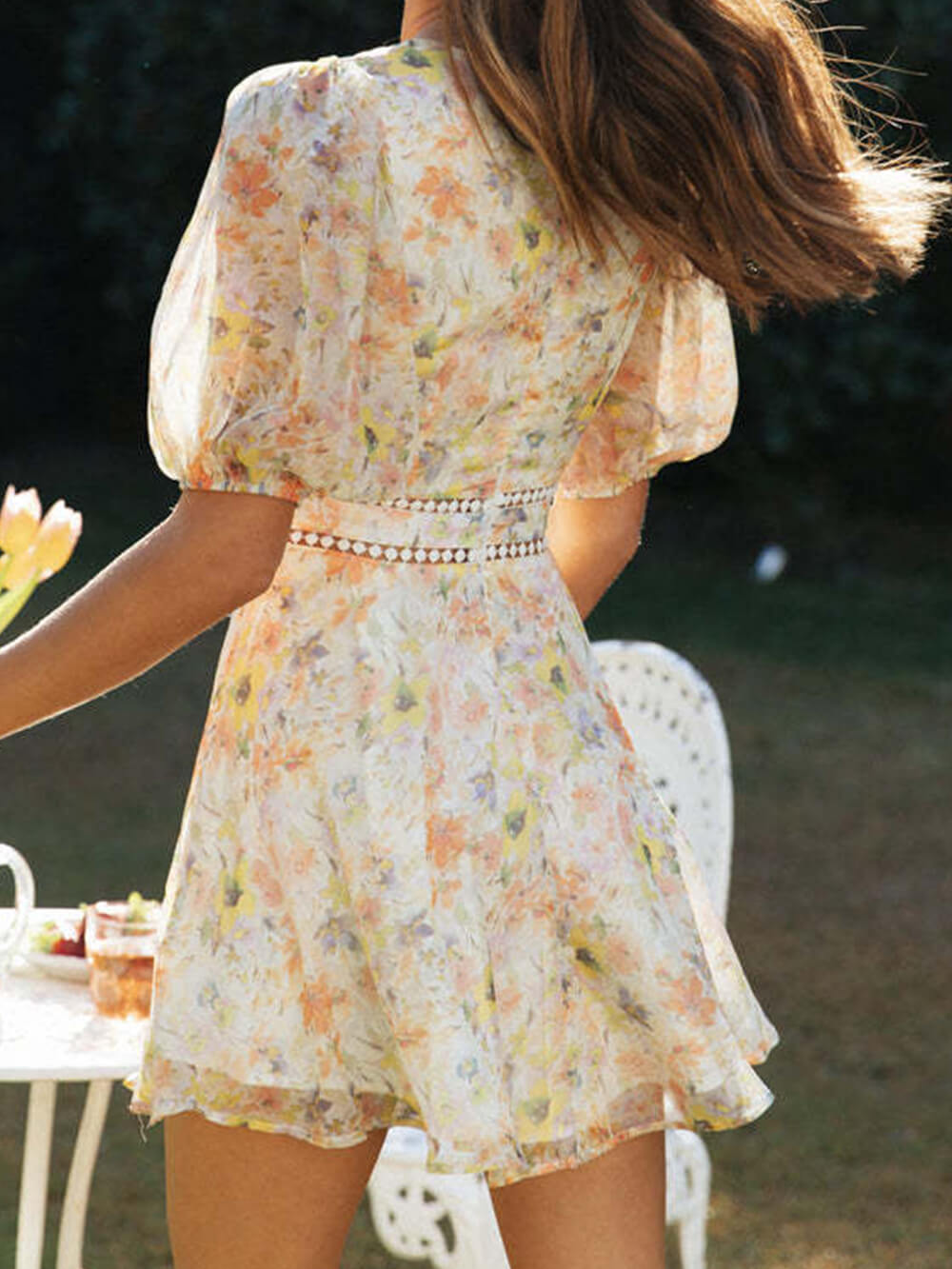 De Zivva Chiffon Mini Jurk met Print