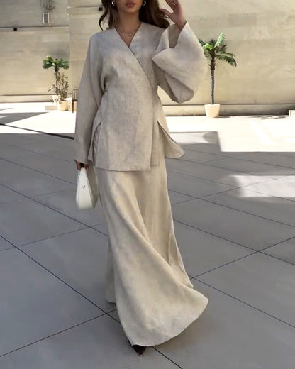 De Zivva Beige Linnen Set