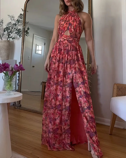De Zivva Rugloze Maxi-jurk met Bloemenprint