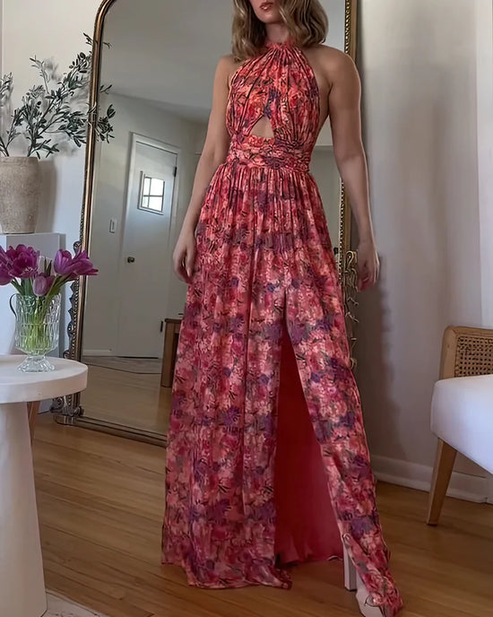 De Zivva Rugloze Maxi-jurk met Bloemenprint