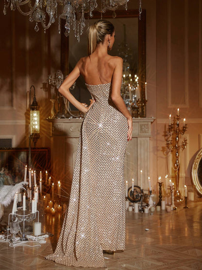 De Zivva Glein Strapless Paillettenjurk