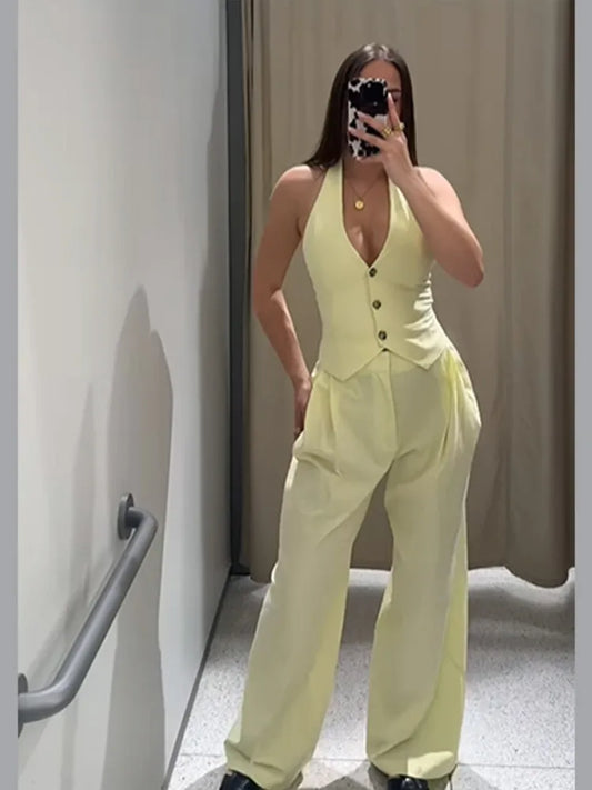 De Zivva Gele Halter Co-ord Set