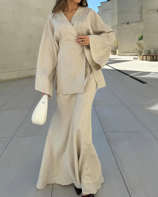 De Zivva Beige Linnen Set