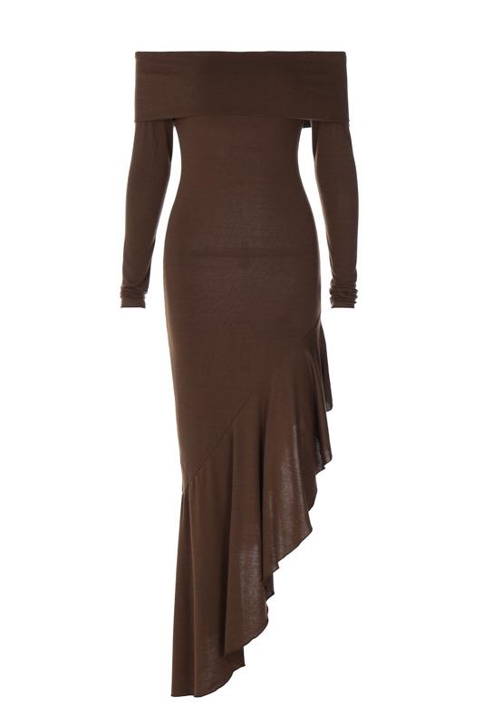 De Zivva Asymmetrische Off-Shoulder Jurk