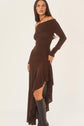 De Zivva Asymmetrische Off-Shoulder Jurk